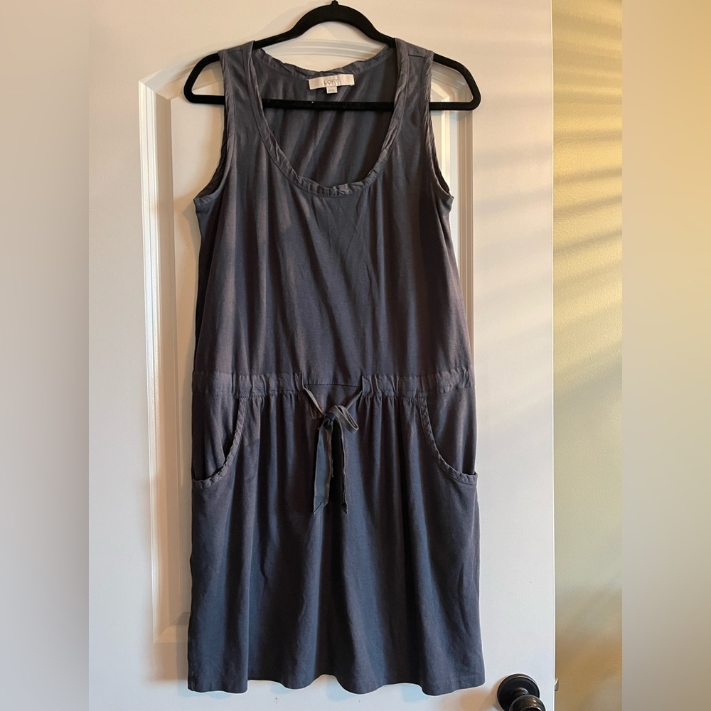 Loft Women’s Size Medium Charcoal Sleeveless Cotton Blend Pocket Dress
